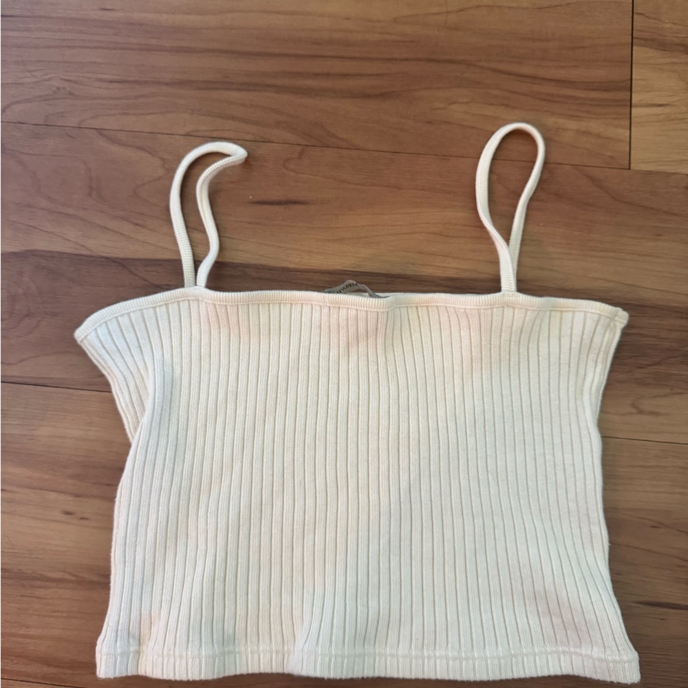 Brandy Melville Cream Ribbed Tank Top